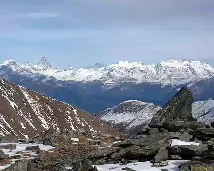 PXL105 Au col de Saint Marcel (2940 m) : Cervin et chaîne du Mont Rose